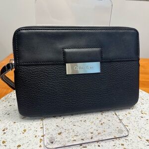 Calvin Klein Black Leather Wristlet Wallet - Unisex